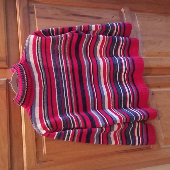 Tiara International red, blue, white striped sweater with some gold threading S - Picture 2 of 8